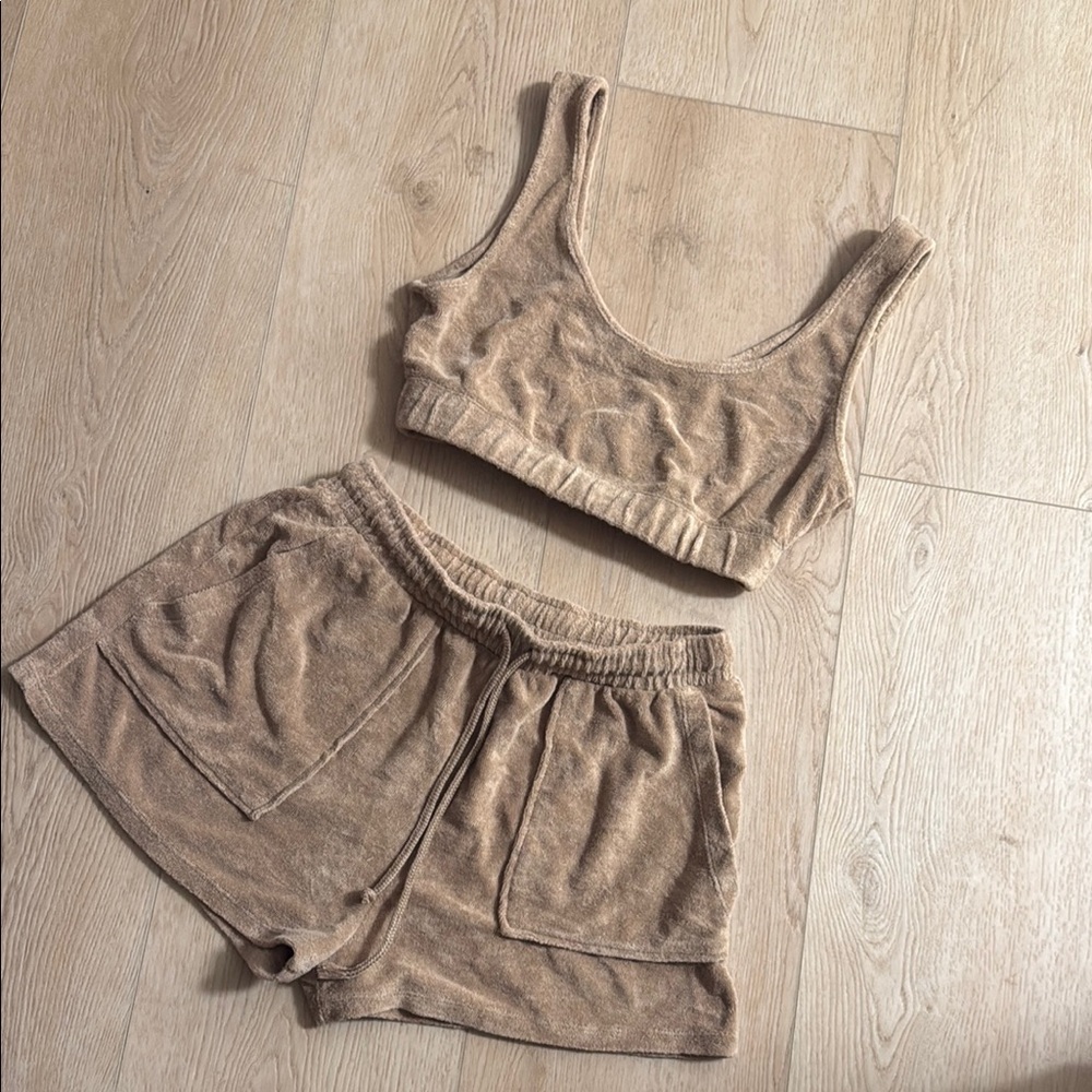Zara Tan Two-Piece Lounge Set